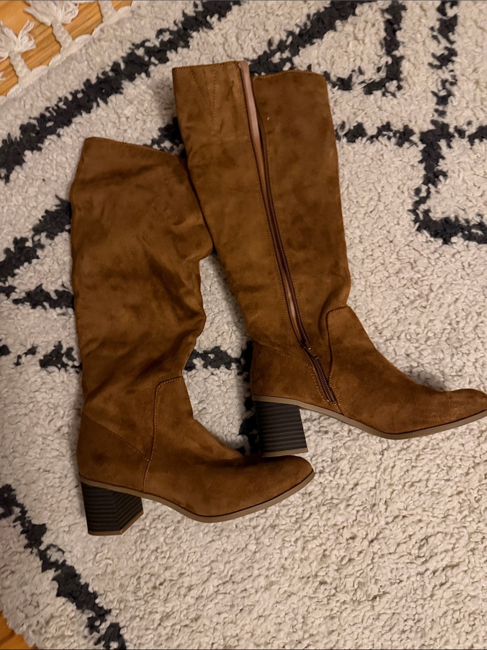 Women's Tall Brown Suede Block Heel Boots